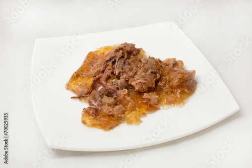 Stew in jelly on a white background