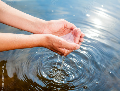 Holding water in cupped hands