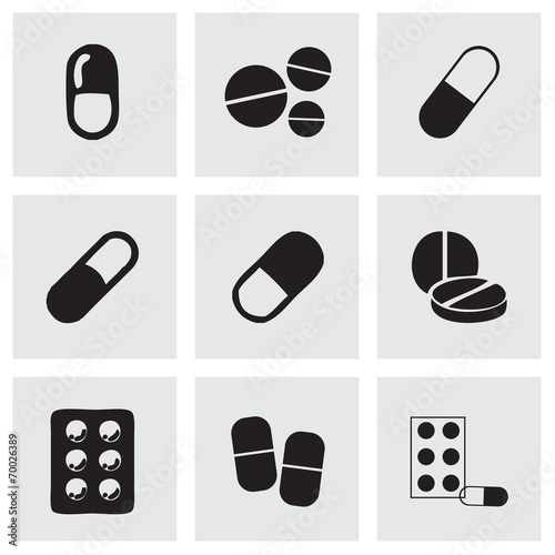 Vector black pills icons set