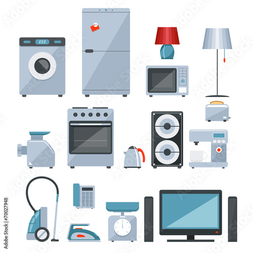 Colored icons of home appliances