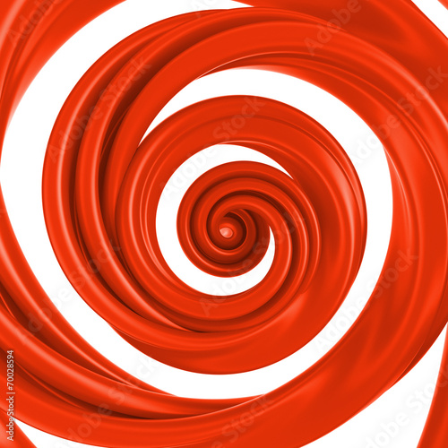 3d abstract liquid red spiral candy cane isolated on white