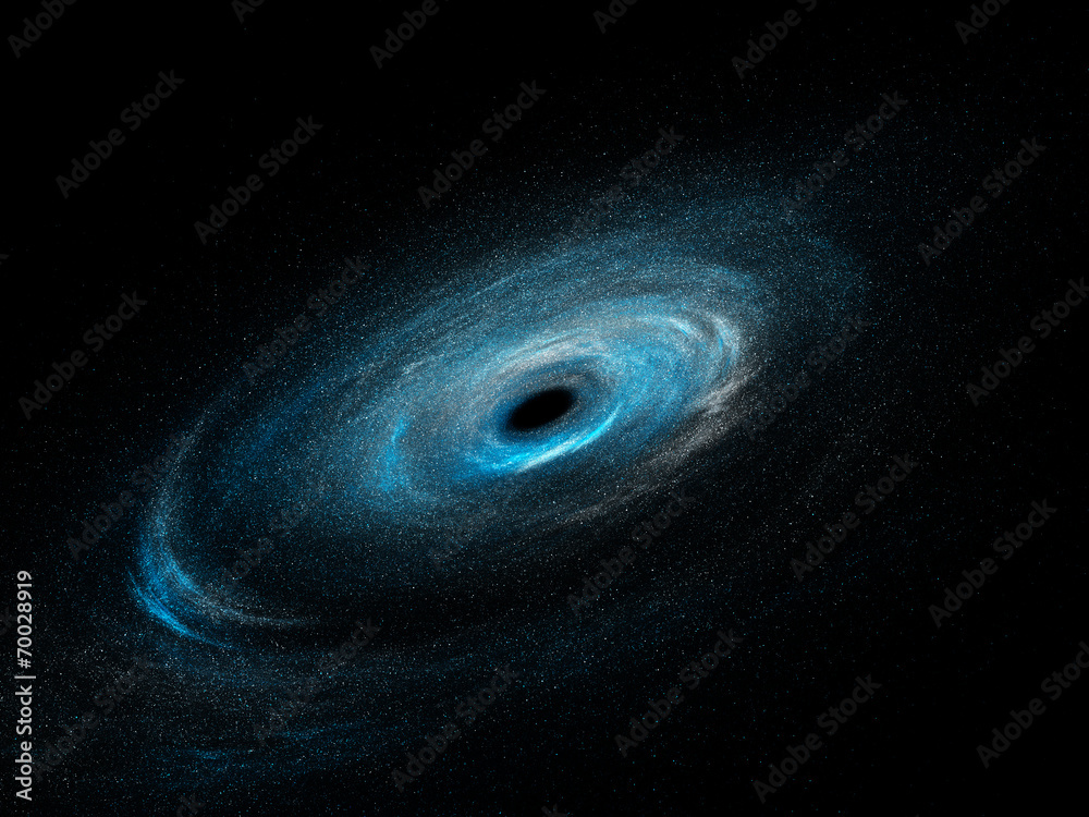 Fototapeta premium Spiral galaxy with stars and black hole