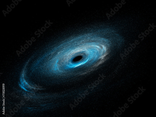 Spiral galaxy with stars and black hole