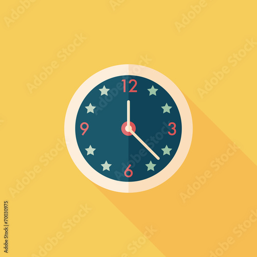Clock flat icon with long shadow,eps10