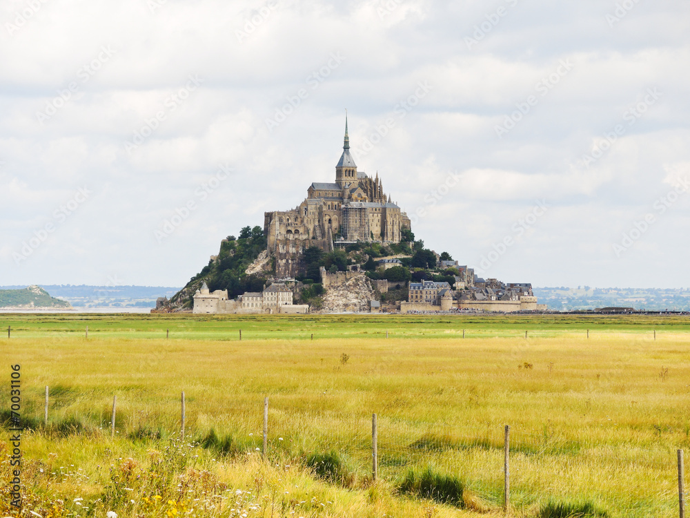 rural view with mont saint-michel abbey rural view with mont saint-michel abbey