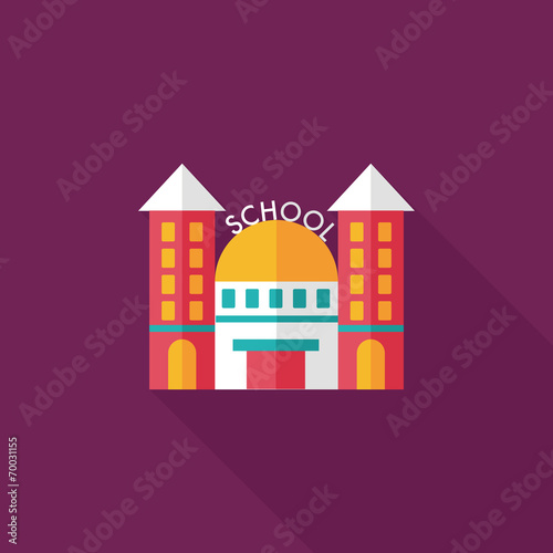 School building flat icon with long shadow,eps10