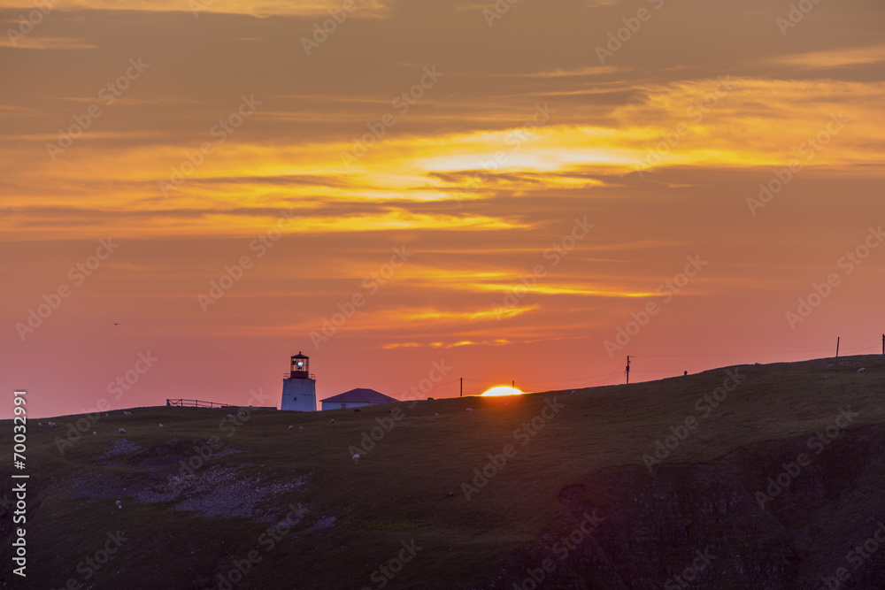 sunset and lighthouse, Cape St. Mary's, Newfoundland