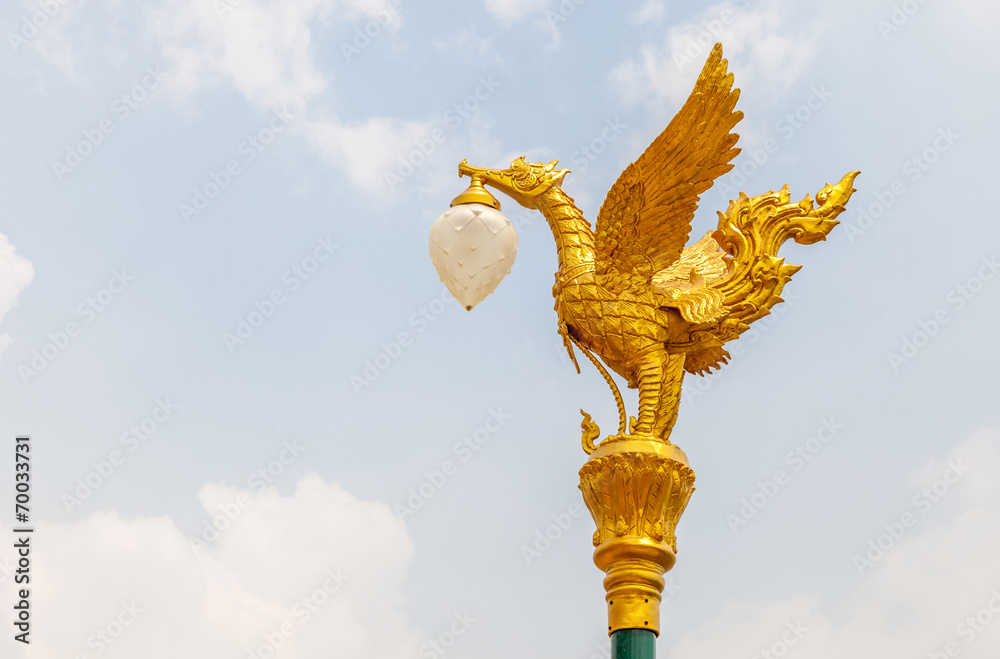 The golden swan lamp on electricity in Thailand. The golden swan lamp on electricity in Thailand.