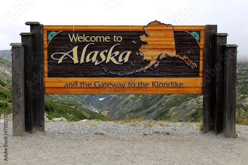 Welcome to Alaska and the Gateway to the Klondike sign