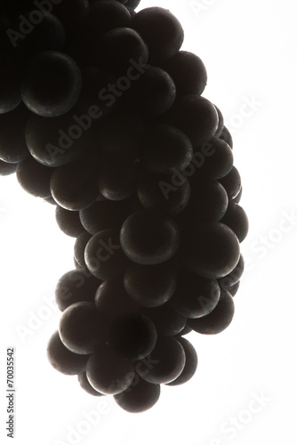 Black grapes on white