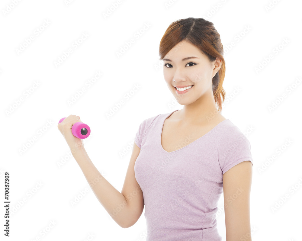 beautiful sporty woman working out with dumbbells beautiful sporty woman working out with dumbbells