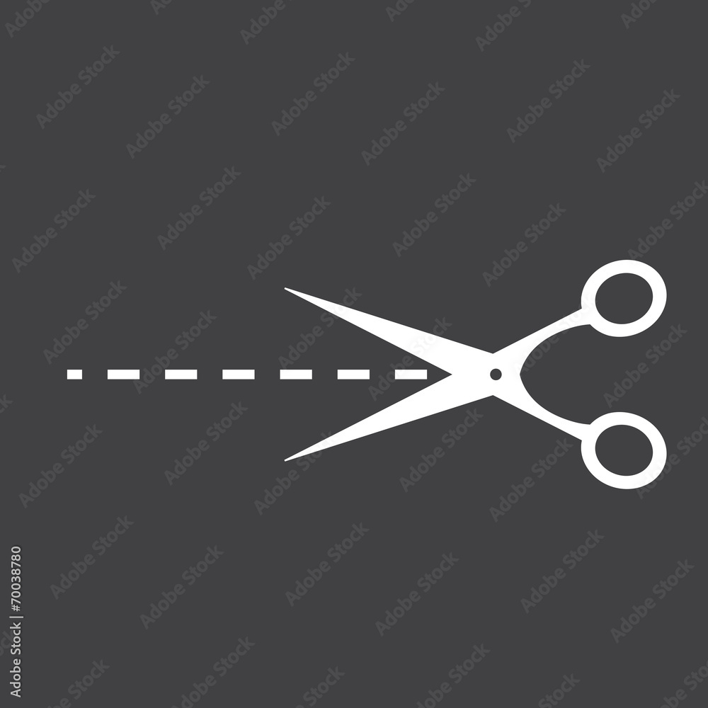 Vector scissors with cut lines isolated Vector scissors with cut lines isolated