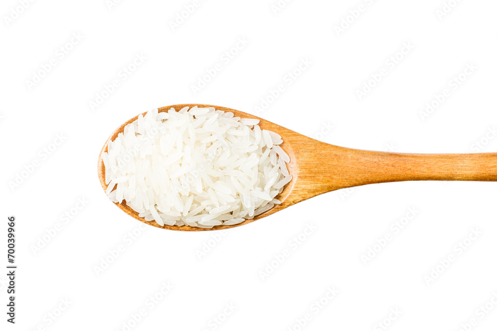 Wooden spoon and rice Wooden spoon and rice