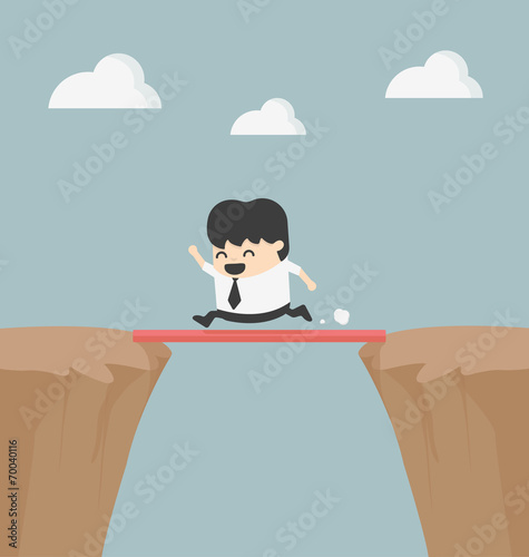 Business Cross the cliff  With wonderful wood
