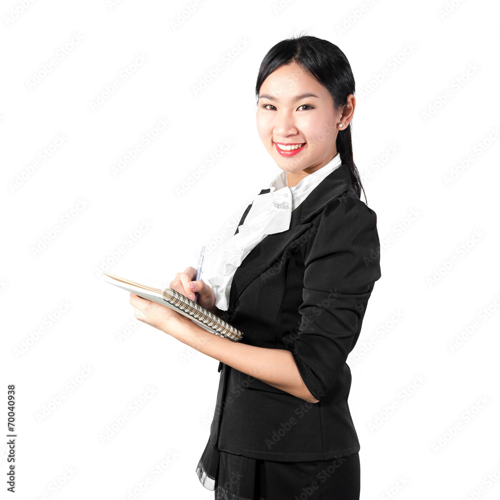 Young pretty business woman holding book and pencil Young pretty business woman holding book and pencil