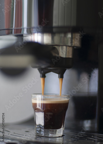 Brewing a espresso from espresso machine