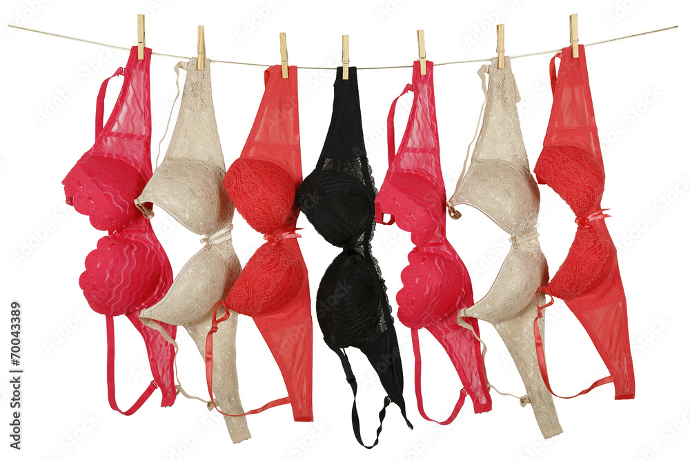 bras on clothesline Stock Photo