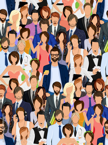 Group of people seamless pattern