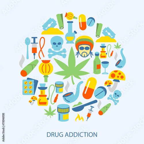 Drugs icons flat
