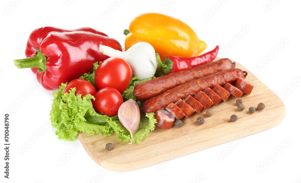 Smoked thin sausages and vegetables Smoked thin sausages and vegetables