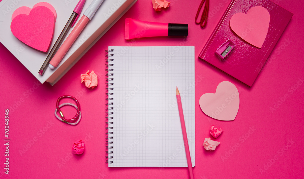 Girly desktop and stationery Girly desktop and stationery