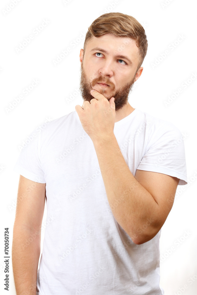 Portrait of handsome man with beard isolated on white Portrait of handsome man with beard isolated on white