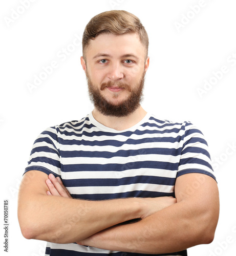 Portrait of handsome man with beard isolated on white © Africa Studio