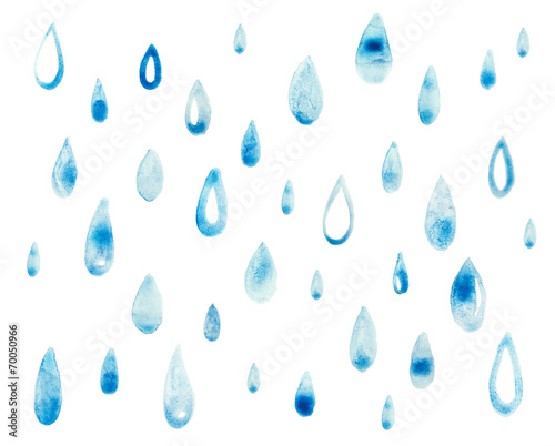 Fototapeta Hand draw aquarelle art paint blue watercolor rain drop