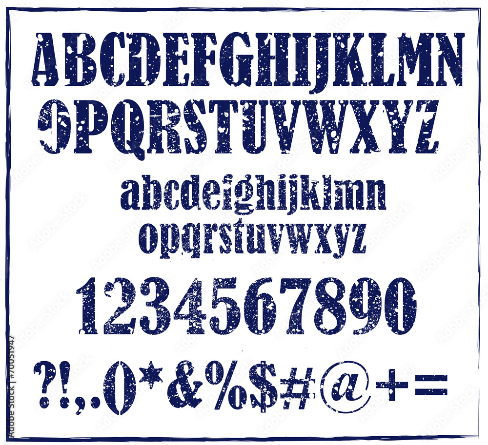 Rubber stamp style alphabet Royalty Free Vector Image