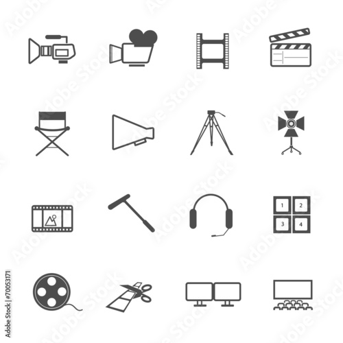 filming tool Icons movie vector