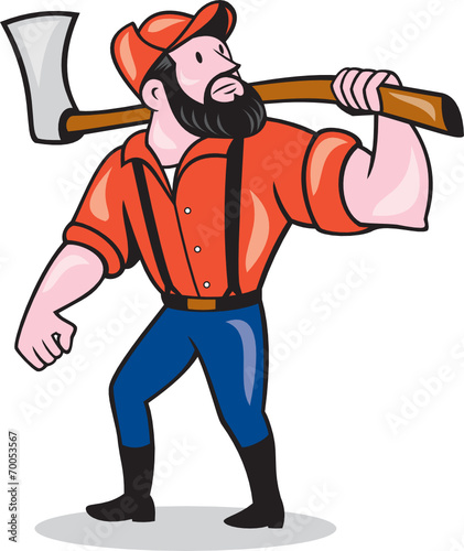 LumberJack Holding Axe Cartoon