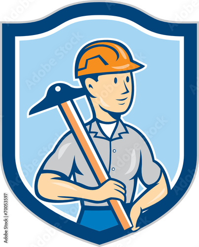 Engineer Architect T-Square Shield Cartoon