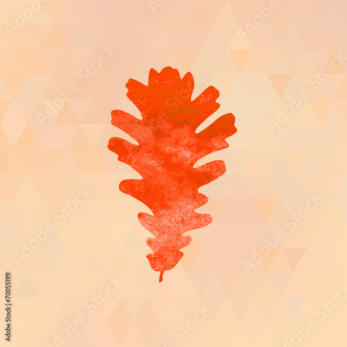 Watercolor oak leaf, triangle background