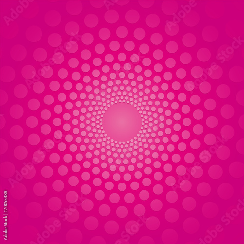 pink circular background with polka dots