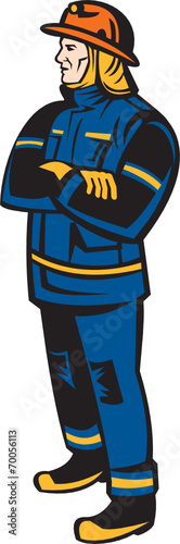 Fireman Firefighter Folding Arms Retro