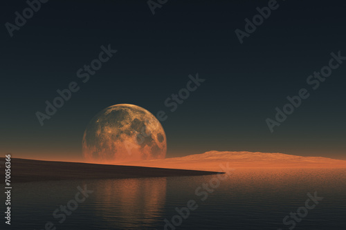 Fototapeta Naklejka Na Ścianę i Meble -  Moon over hills