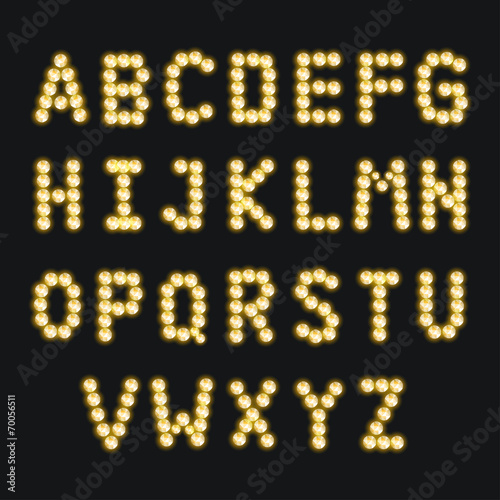 Alphabet set with diamond lamp, vector illustration