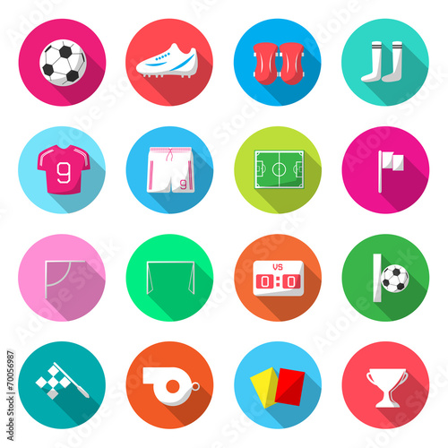 Soccer Colorful Icons Vector.