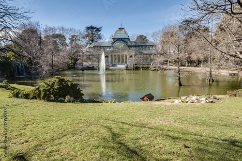 Crystal Palace on Retiro Park in Madrid, Spain.