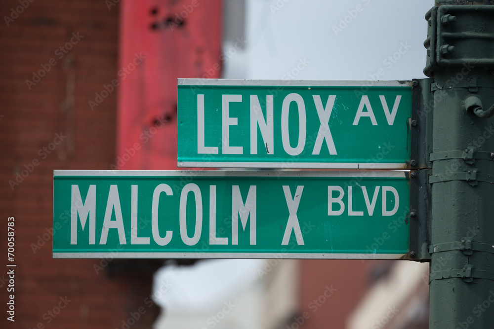 Malcolm X blvd street sign in Harlem New York City Malcolm X blvd street sign in Harlem New York City