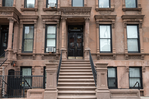 Harlem New York brownstone buildings photo