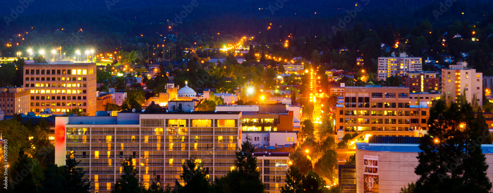 Fototapeta premium Eugene skyline at night