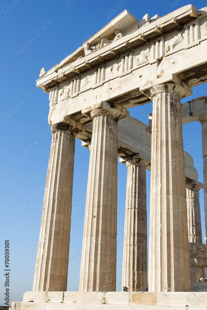 Columns of Parthenon in Athenian Acropolis