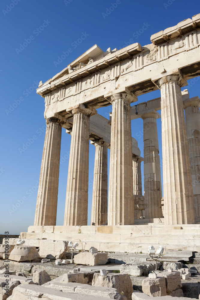 Columns of Parthenon temple in Athenian Acropolis