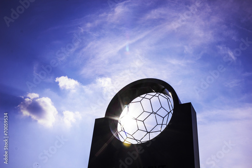 Modern monument in Serbia with sky in background