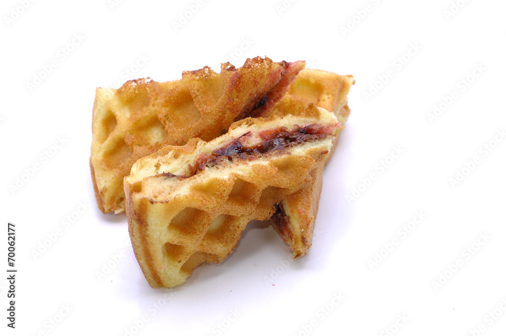 Waffle With Grape Flavor Over White Background Waffle With Grape Flavor Over White Background