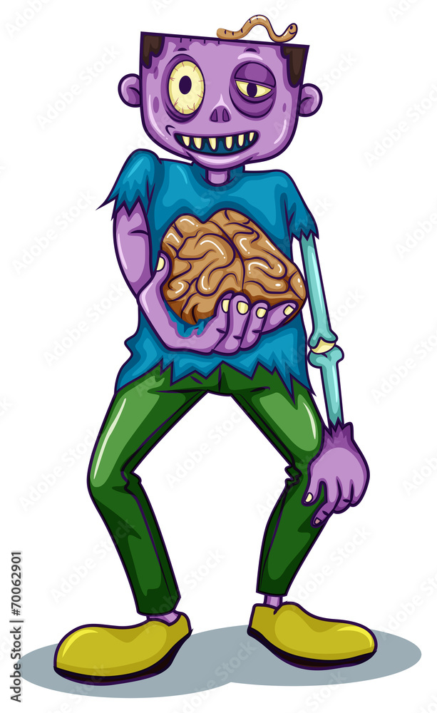 A zombie holding his brain A zombie holding his brain