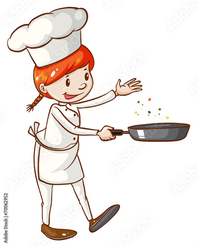 A simple sketch of a female chef