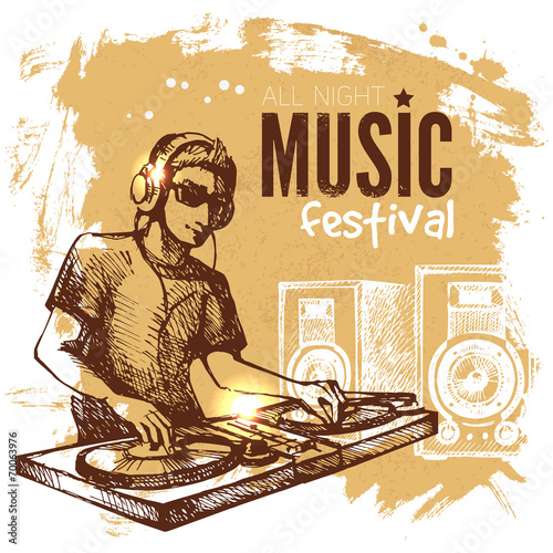 Music vintage background. Splash blob retro design.