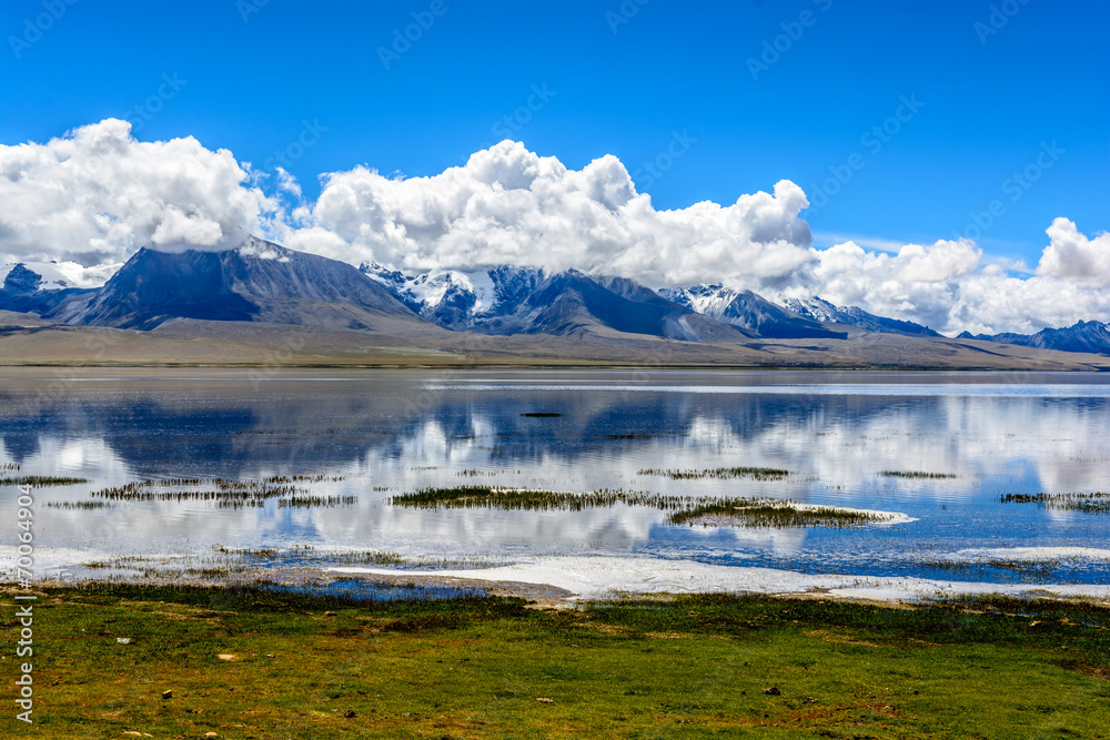 Duoqing lake and mountain Chomolhari